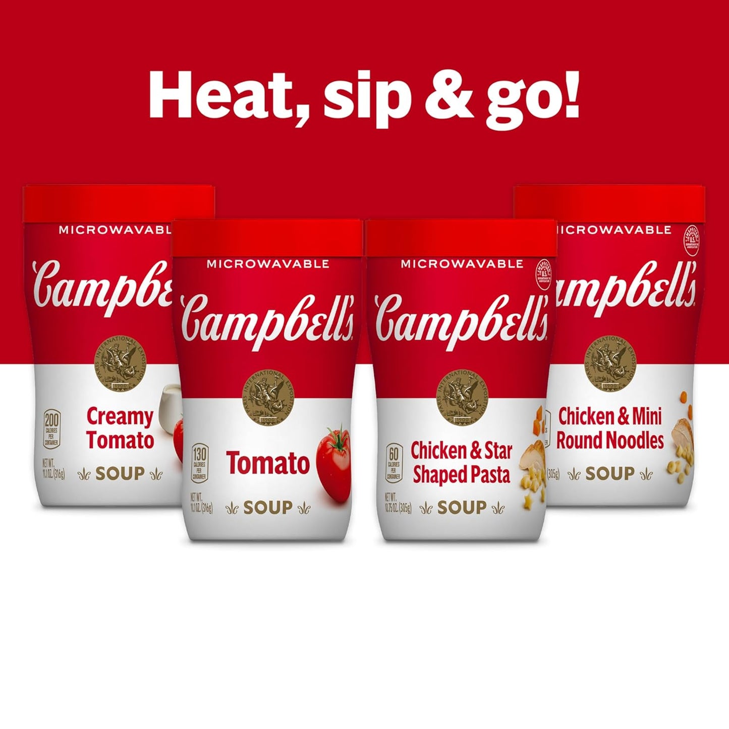 Campbell's Sipping Soup Creamy Tomato – Portable Hot Soup for Camping Trips and Tailgate Lunches