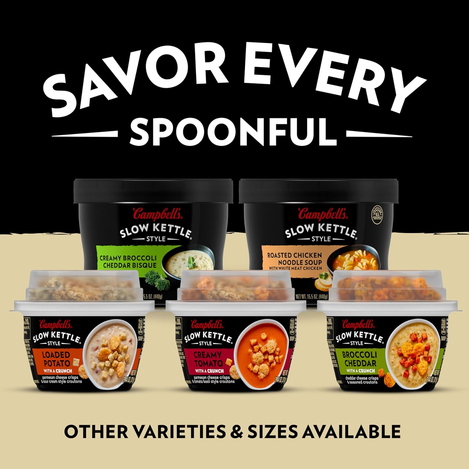 Campbell's Slow Kettle Style Creamy Broccoli Cheddar Bisque — Single-Serve Pantry Staple for Minimalist Kitchens, 15.5 oz Bowl