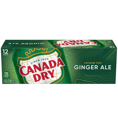 Canada Dry Ginger Ale Soda – Stomach-Soothing Daily Ritual, Caffeine-Free Original 12 fl oz Cans 24 Pack