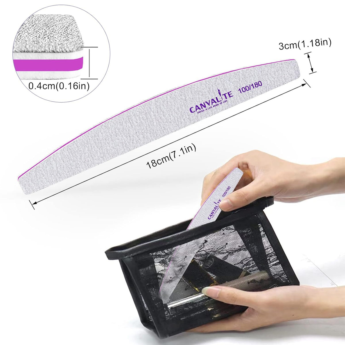 Canvalite 10 PCS Emery Nail File – Mindful Nail Shaping Tool, Gentle 100/180 Grit for Personal Care Wind-Down
