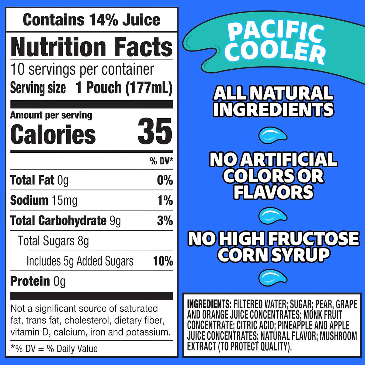 Capri Sun Pacific Cooler 30 ct Juice Pouch Box, Quick Grab-and-Go Drink for Busy Parent Lunch Prep and After-School Snack Rotation