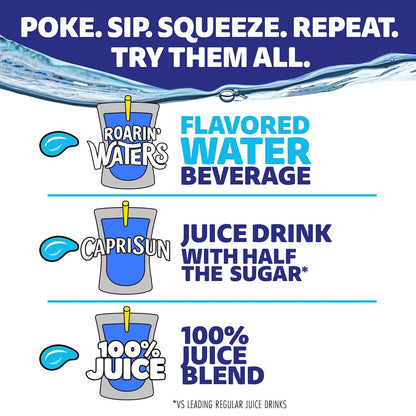 Capri Sun Roarin' Waters Drink Pouches – Parent-Approved Low-Sugar Beverage for Kids' Lunchboxes, 6 fl oz, 30 ct