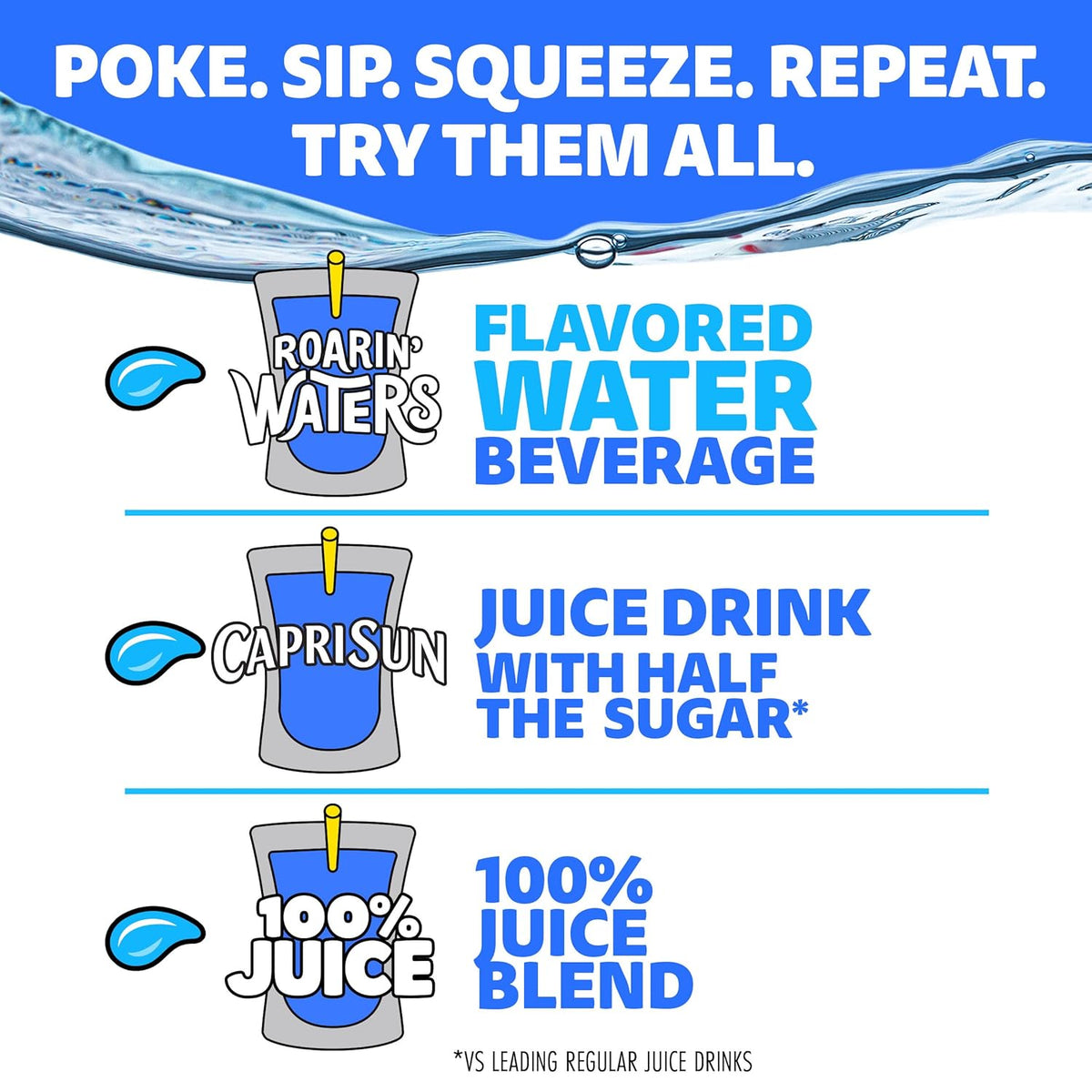 Capri Sun Roarin' Waters Tropical Punch – After-School Hydration for Kids, 6 fl oz Pouches, 40 ct