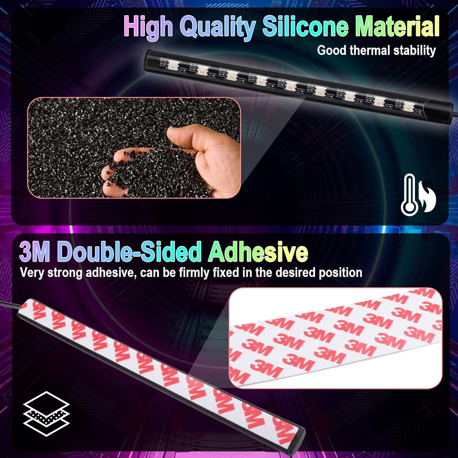 Car Interior Lights, Birthday Gift for Men Women Drivers, LED Strip Lights with Music Sync & App Control, Ambient Lighting Kit for SUVs Trucks Vans