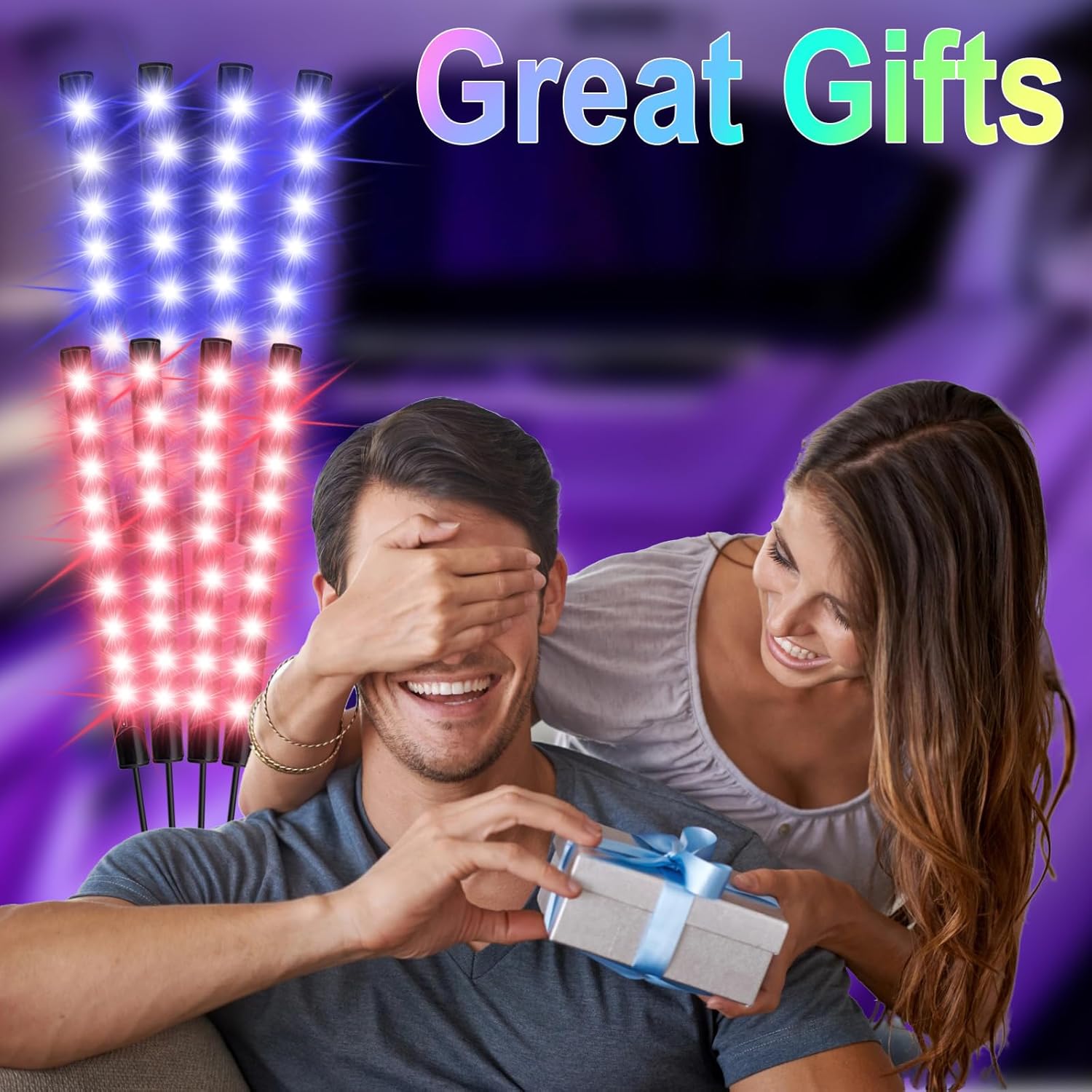 Car Interior Lights, Birthday Gift for Men Women Drivers, LED Strip Lights with Music Sync & App Control, Ambient Lighting Kit for SUVs Trucks Vans