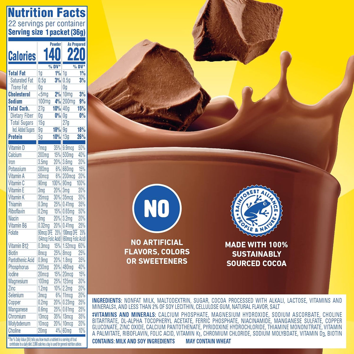 Carnation Breakfast Essentials Chocolate Protein Shake Box – Practical Housewarming and Holiday Gift for the Health-Conscious Friend, 22 Packets