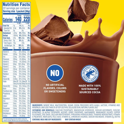 Carnation Breakfast Essentials Chocolate Protein Shake Box – Practical Housewarming and Holiday Gift for the Health-Conscious Friend, 22 Packets