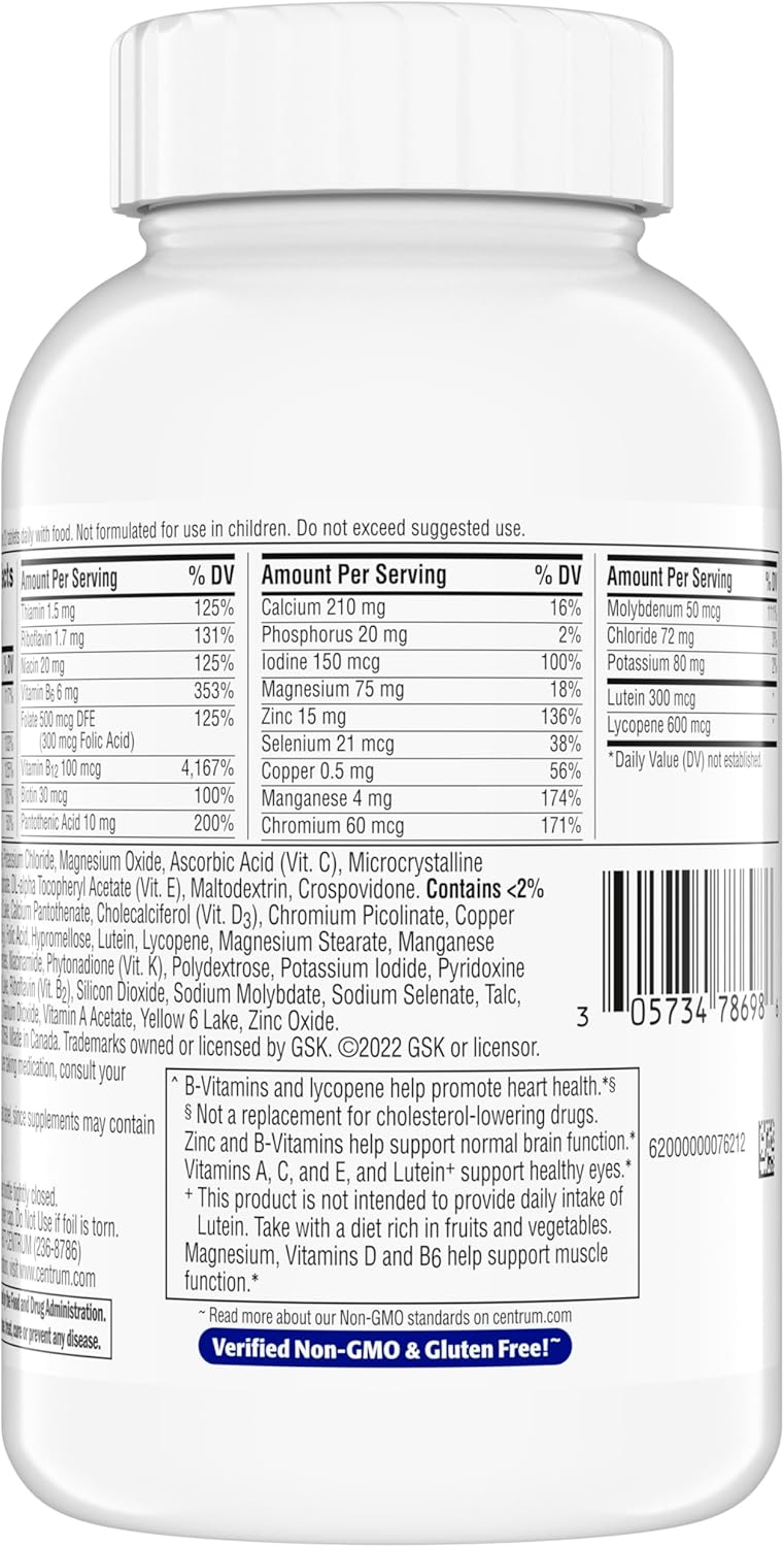 Centrum Minis Silver Men 50 Plus Supplement – Age-Adjusted Multivitamin to Fuel Long Days and Active Projects