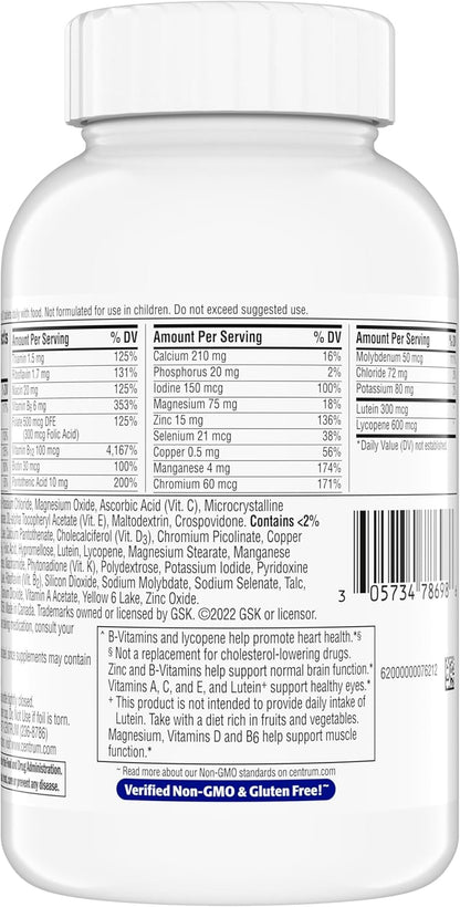 Centrum Minis Silver Men 50 Plus Supplement – Age-Adjusted Multivitamin to Fuel Long Days and Active Projects