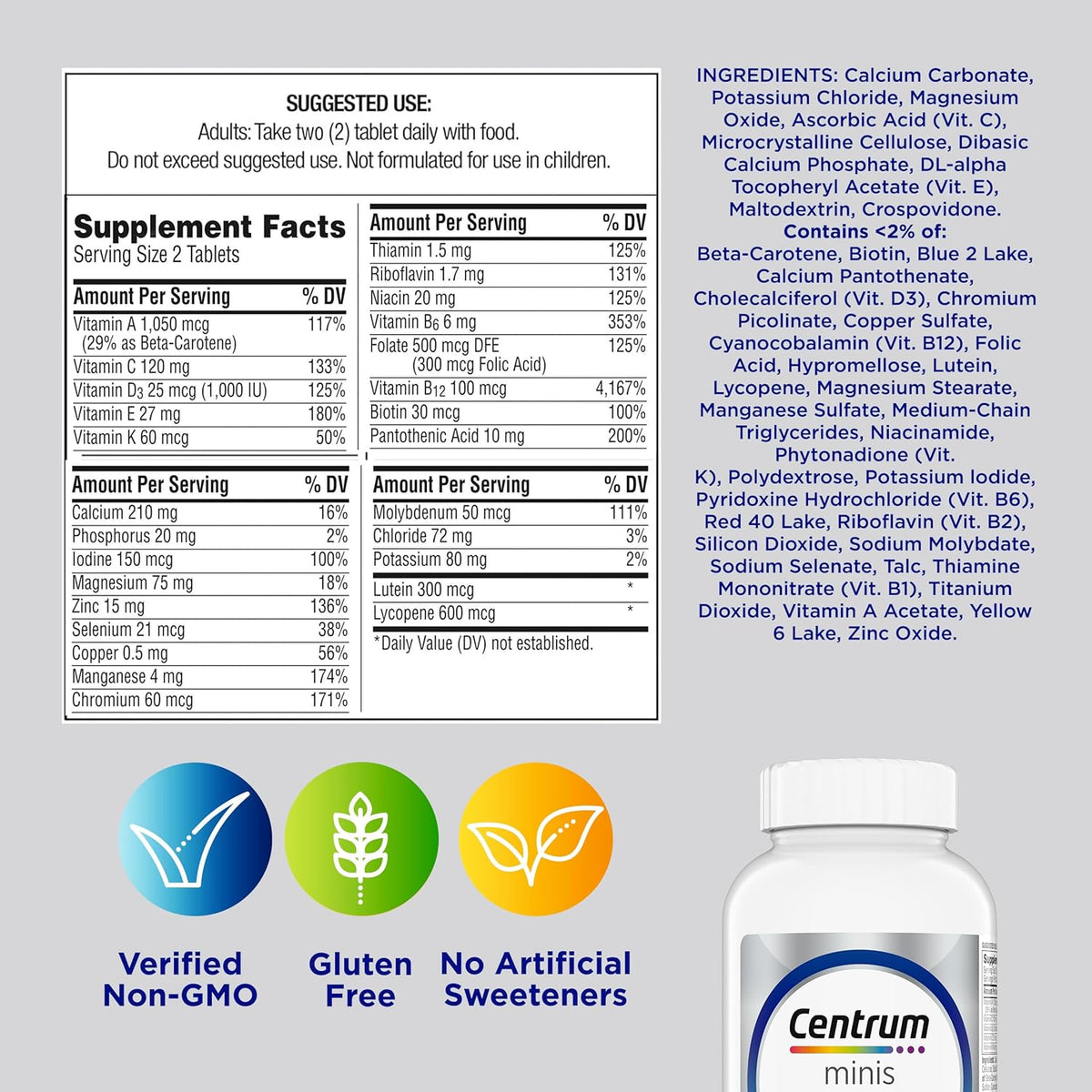 Centrum Minis Silver Men 50 Plus Supplement – Age-Adjusted Multivitamin to Fuel Long Days and Active Projects