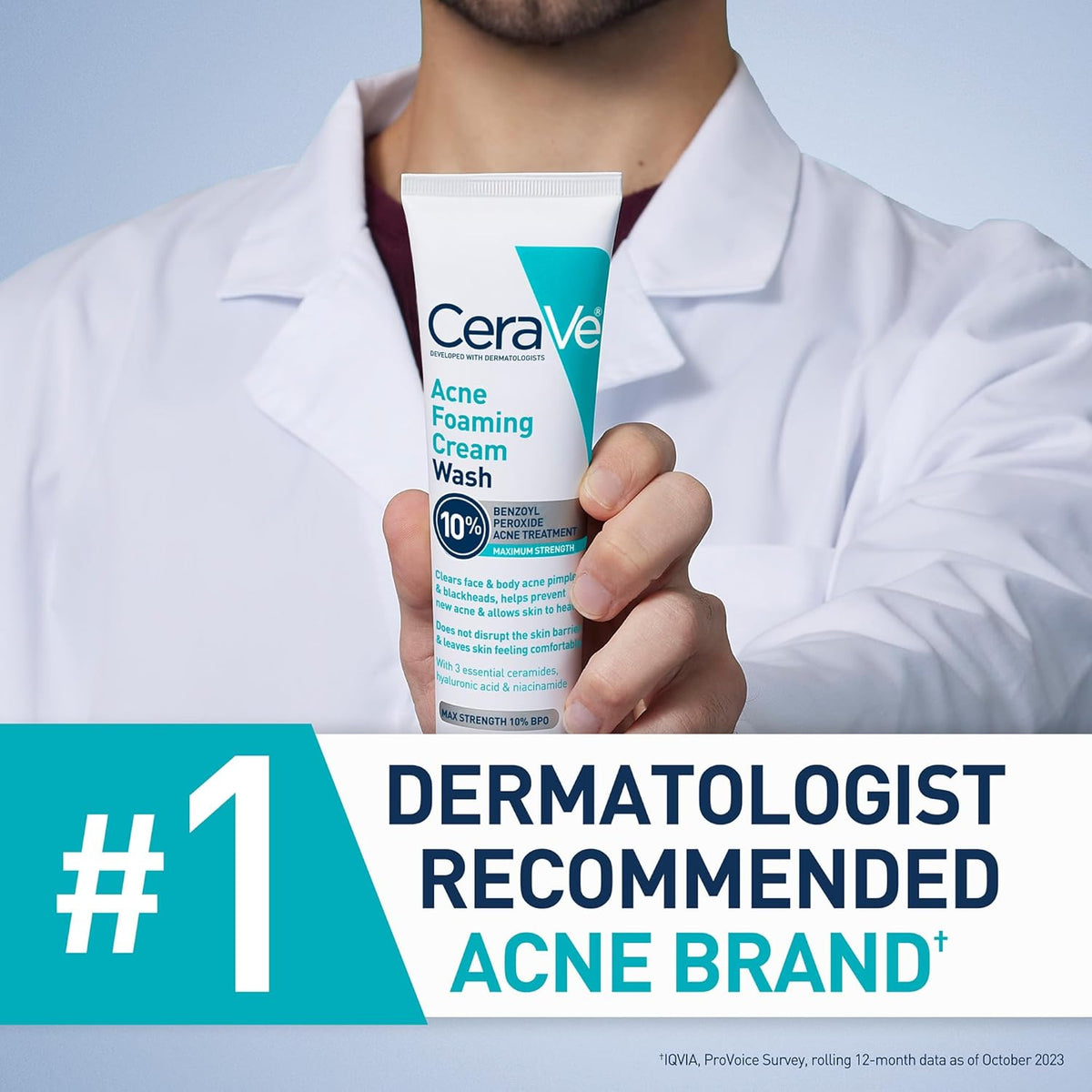 CeraVe Acne Foaming Cream Wash – Post-Workout Shower Cleanser for Gym and Locker Room Use