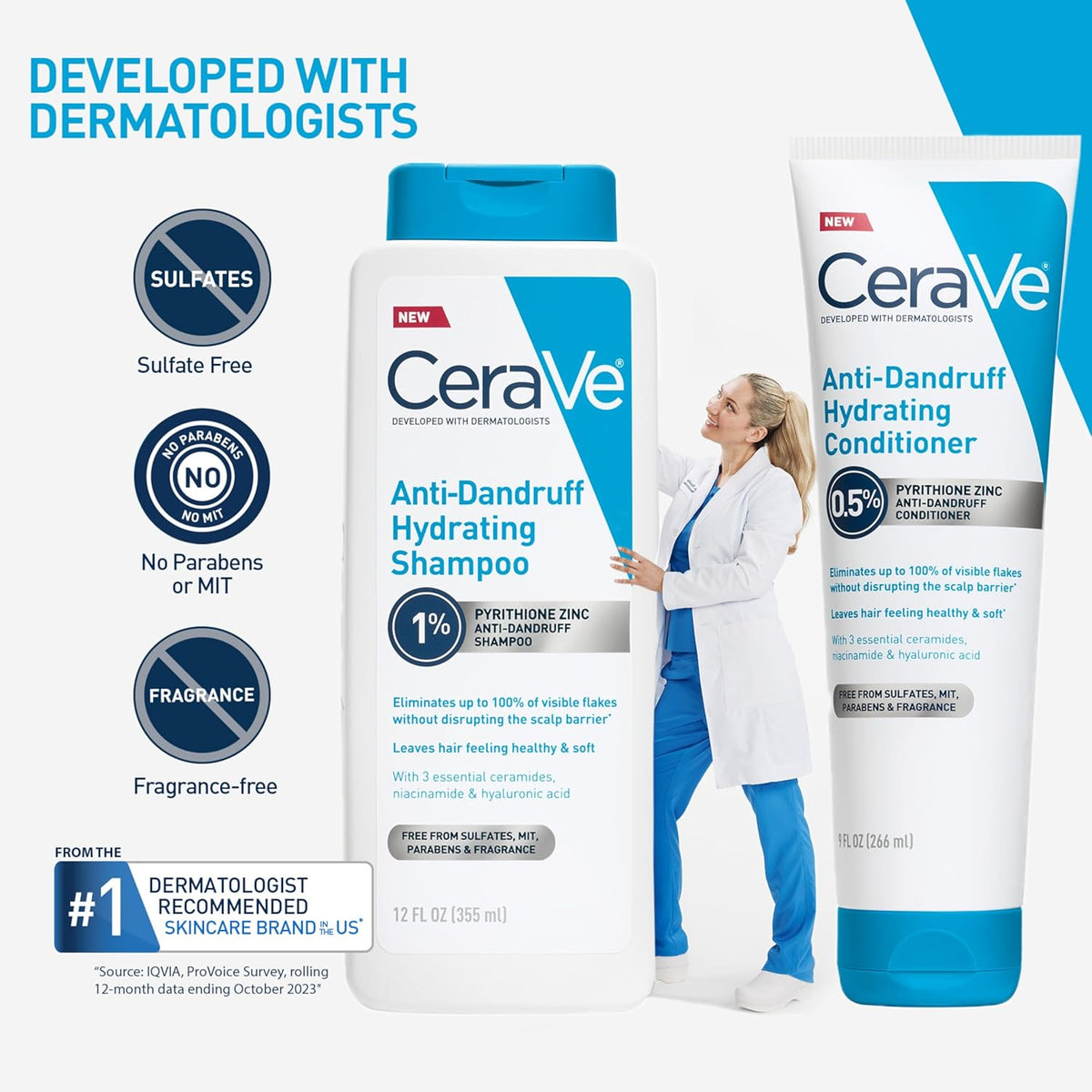 CeraVe Anti-Dandruff Conditioner with Ceramides – Streamlined Single-Bottle Scalp Care for Clutter-Free Bath Counters