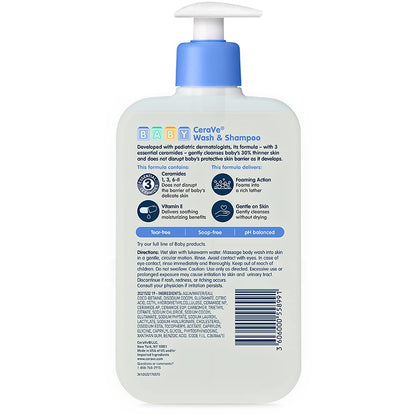 CeraVe Baby Wash & Shampoo 2-in-1 – Calming Tear-Free Bath Ritual for Sensitive Skin and Post-Bath Barrier Care