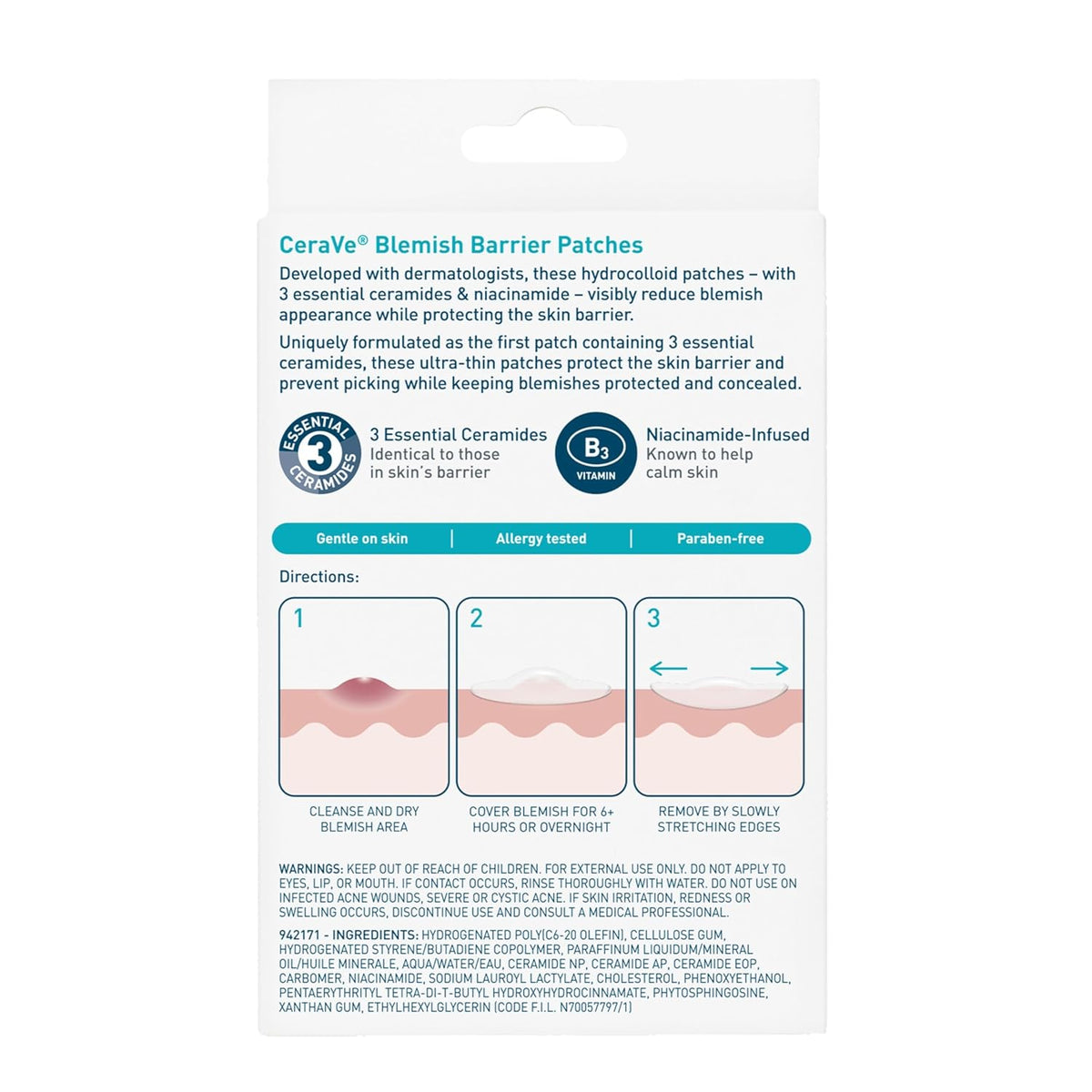 CeraVe Blemish Barrier Patches for Teens, Gentle Hydrocolloid Spot Care for School Locker and Backpack