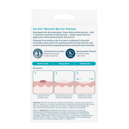 CeraVe Blemish Barrier Patches for Teens, Gentle Hydrocolloid Spot Care for School Locker and Backpack