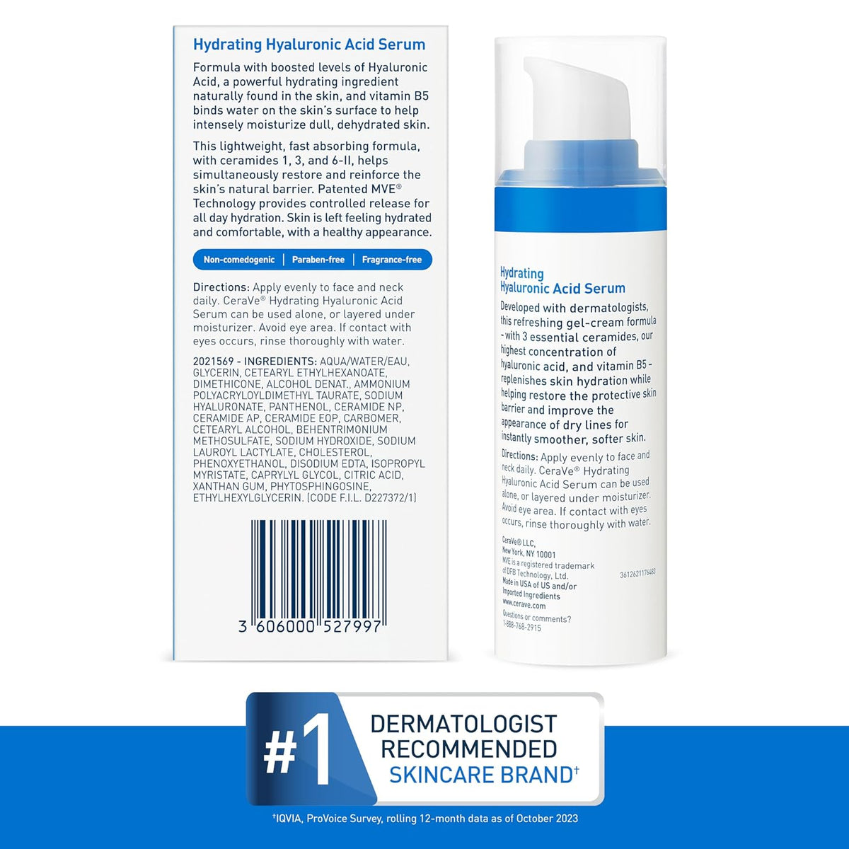 CeraVe Hyaluronic Acid Serum – Plumping Moisture Boost for Self-Care Bathroom Routine, Fragrance Free