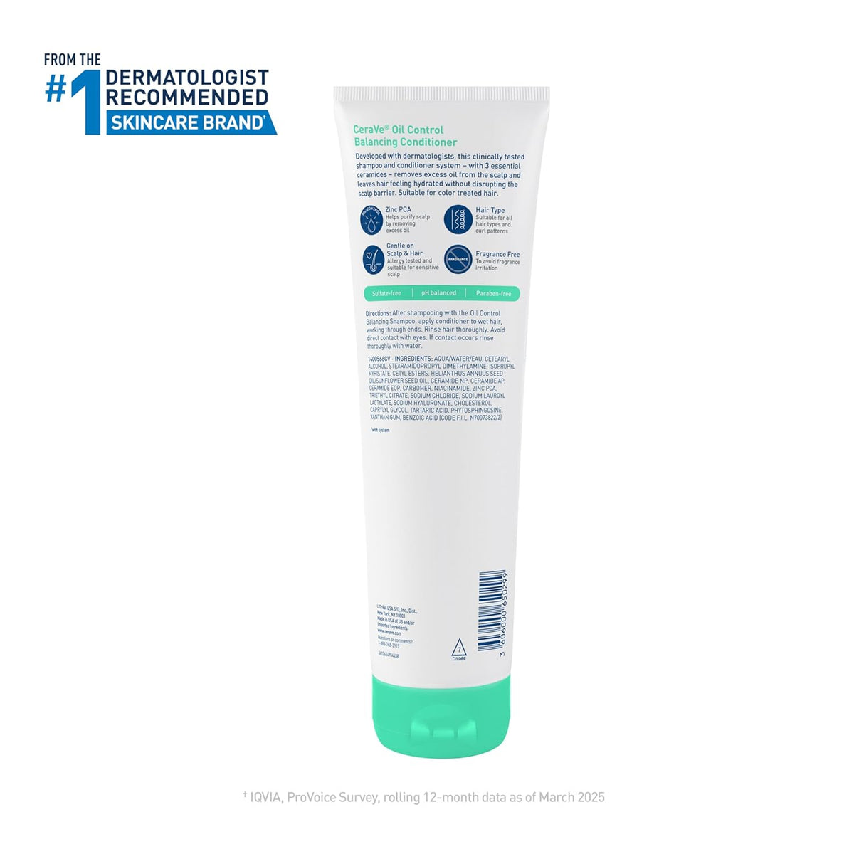 CeraVe Oil Control Balancing Conditioner – Allergy-Tested Fragrance-Free Daily Care for Sensitive Scalps