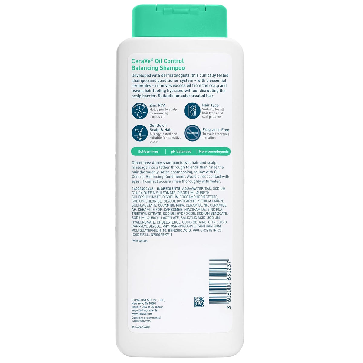 CeraVe Oil Control Balancing Shampoo – Travel-Size Wash for Beach Days, Camping Showers, and Humid Vacations