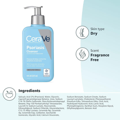 CeraVe Psoriasis Cleanser with Salicylic Acid – Thoughtful Self-Care Gift for Mom, Friend, or Coworker Managing Chronic Dry Skin