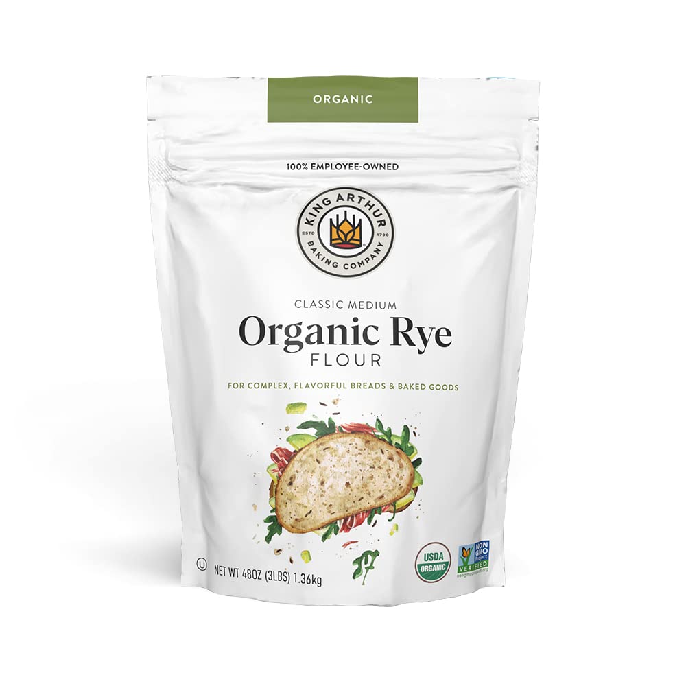 certified organic medium rye flour with higher bran content than white rye