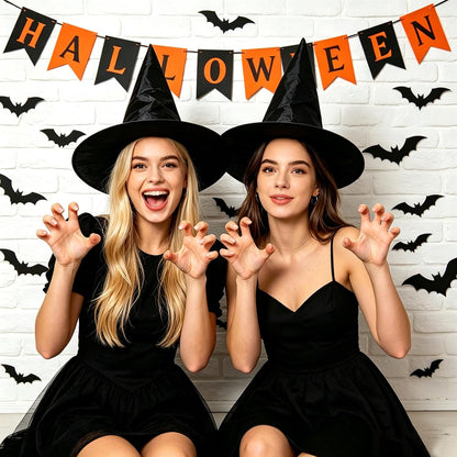 CESOF Floating Witch Hat Set – Indoor Staircase Halloween Display, Spooky Living Room Decor