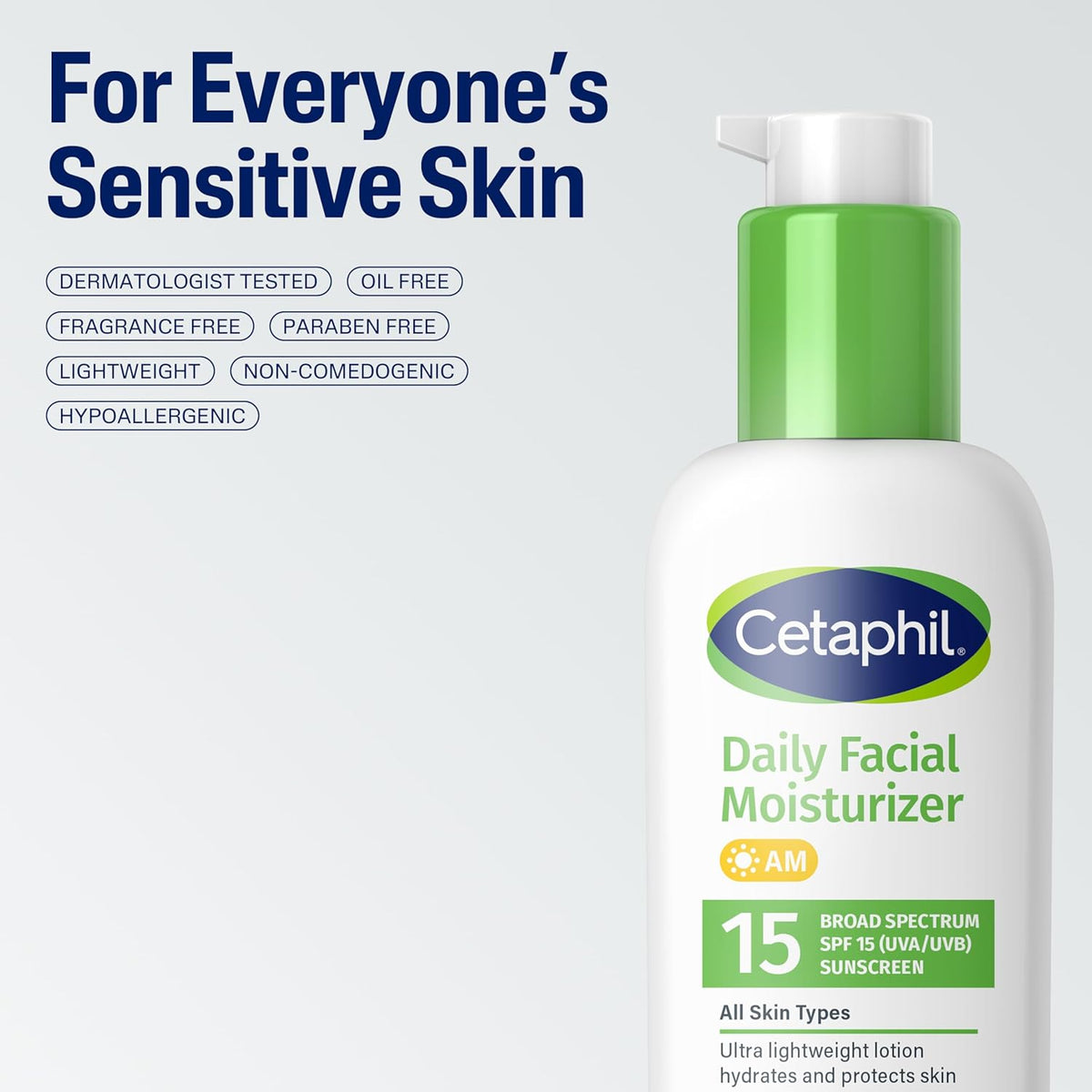Cetaphil Daily Facial Moisturizer SPF 15 – Dermatologist-Tested Daily Lotion for Sensitive, Reactive Skin