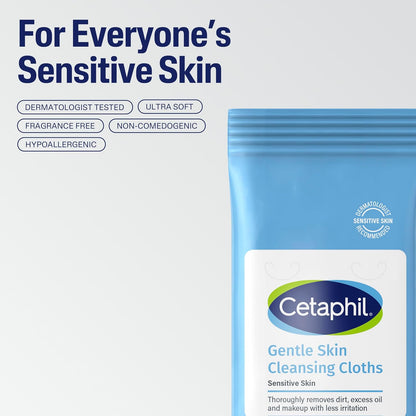 Cetaphil Face and Body Wipes – Travel Ready Cleansing Cloths for Flights, Road Trips, and Camping