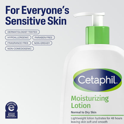 Cetaphil Face & Body Moisturizer – Fragrance-Free Lotion for Allergy-Prone and Chemo Recovery Skin