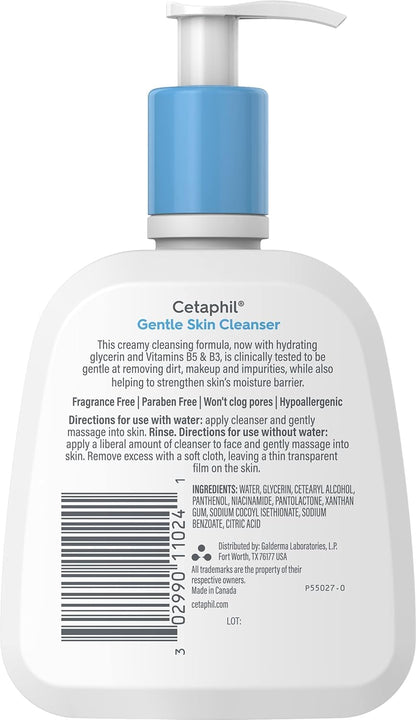 Cetaphil Face Wash, Hypoallergenic Fragrance Free Cleanser for Sensitive Skin – Dermatologist Recommended Barrier Safe Pick