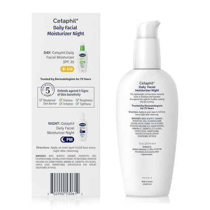 Cetaphil Facial Night Cream with Hyaluronic Acid – Wind-Down Skincare for Sensitive Skin