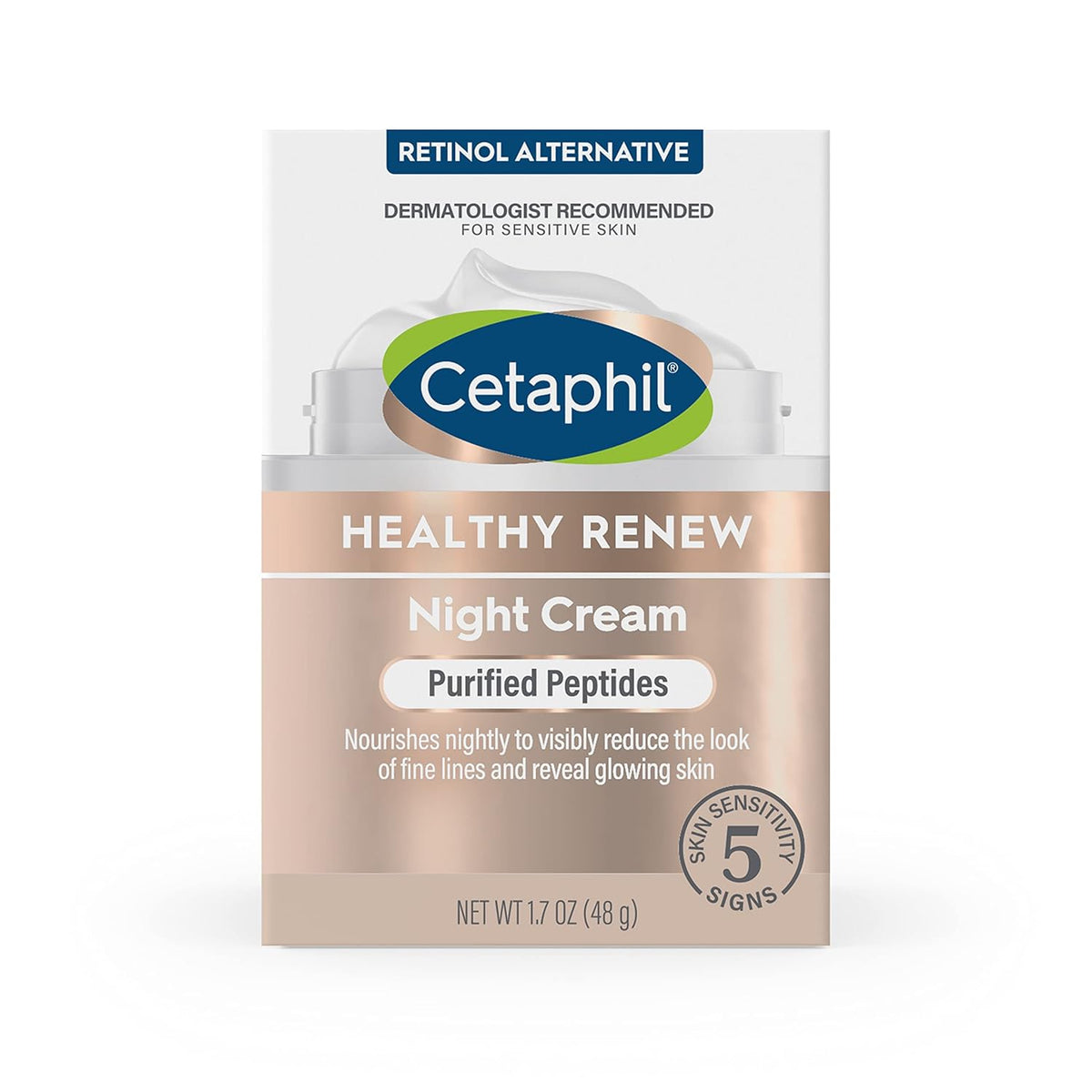 Cetaphil Healthy Renew Night Cream – Calming Nightly Skincare Ritual for Sensitive Skin, Peptide Anti-Aging