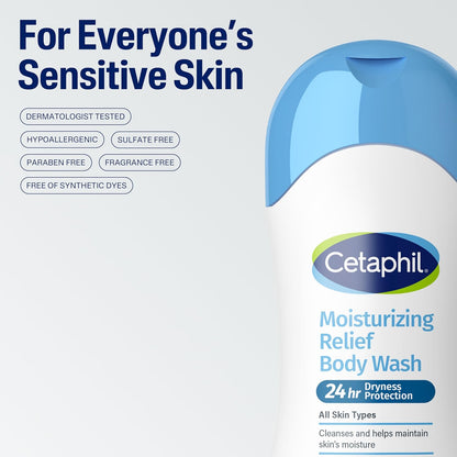 Cetaphil Moisturizing Body Wash 16.9 fl oz – Spa-Like Cleansing for Sensitive Skin Self-Care Rituals