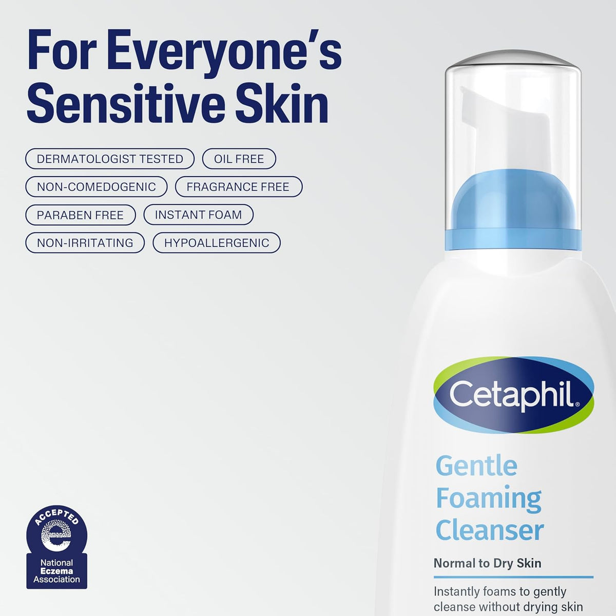 Cetaphil Oil Free Gentle Foaming Cleanser – Fragrance Free Multi-Pack for a Streamlined Skincare Routine