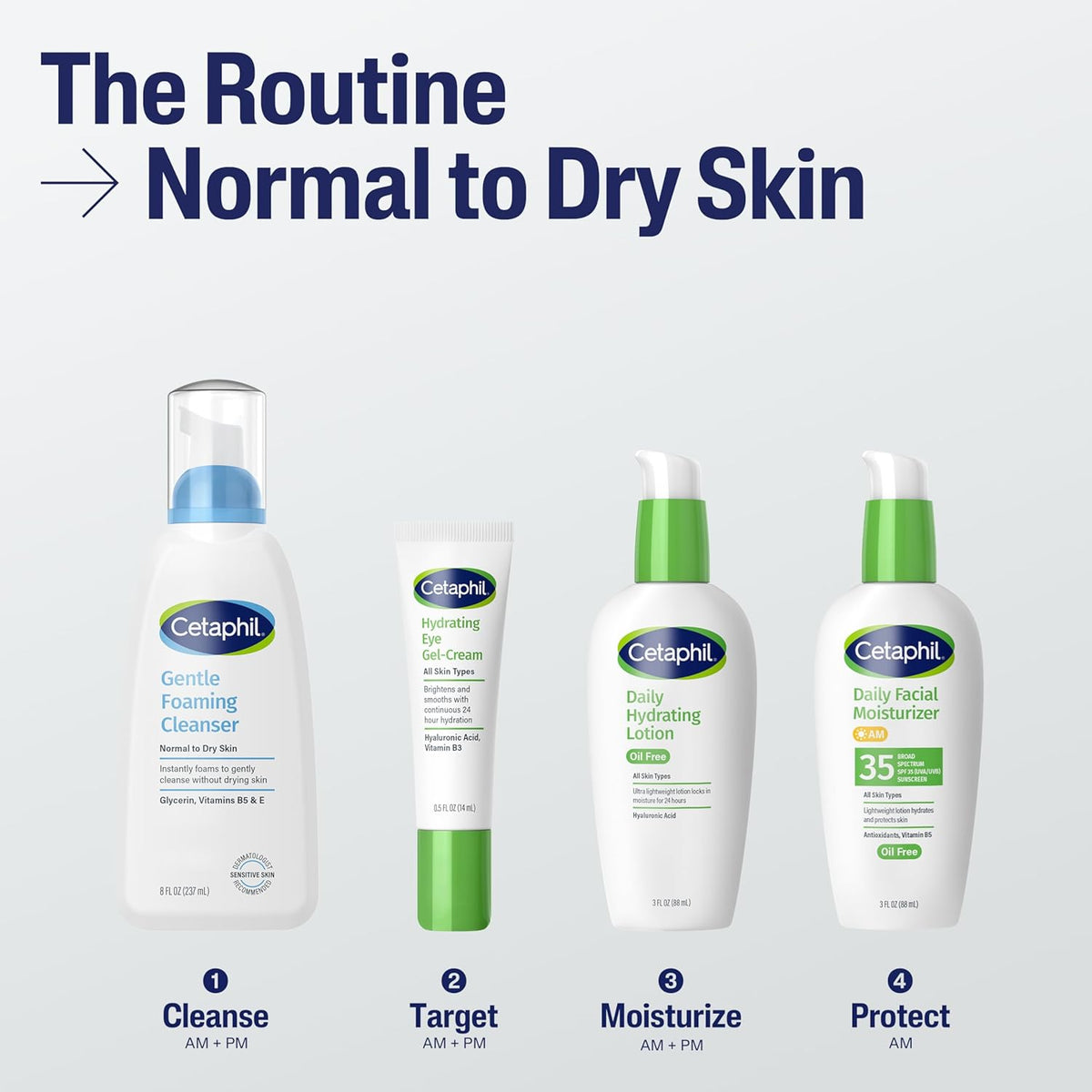 Cetaphil Oil Free Gentle Foaming Cleanser – Fragrance Free Multi-Pack for a Streamlined Skincare Routine