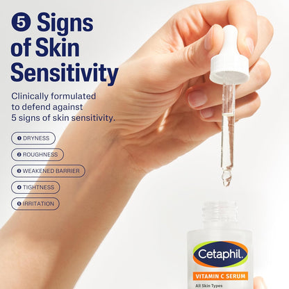 Cetaphil Vitamin C Serum – Nightly Self-Care Ritual for Sensitive Skin, Calming Dark Spot Treatment