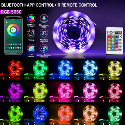 CHARKEE LED Strip Lights 25ft/50ft/100ft, Bluetooth RGB Music Sync Light Strip for Bedroom Aesthetic and Living Room Accent, App & IR Remote Controlled Home Decor