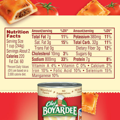 Chef Boyardee Mini Beef Ravioli, Quick Desk Lunch for Office Breaks, 15 oz Can