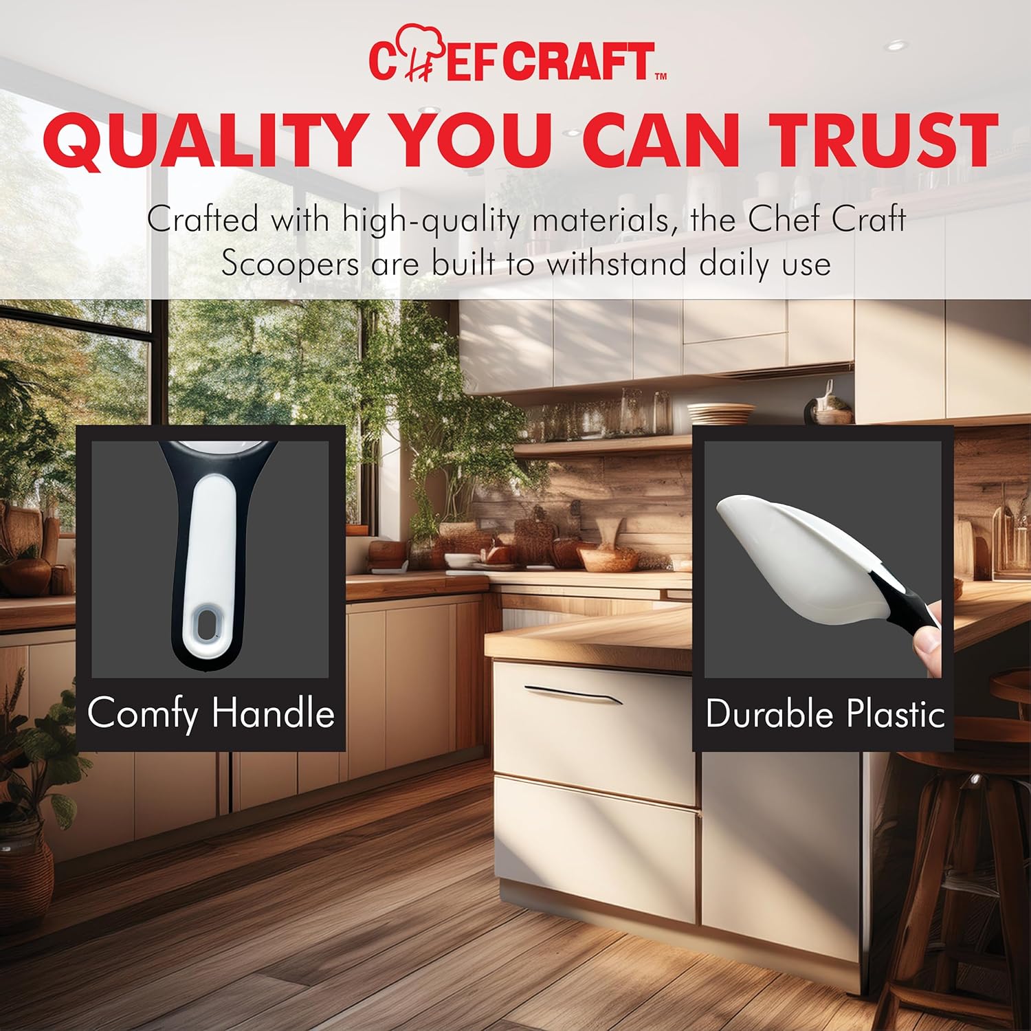Chef Craft Select 1 Cup Scoop – Quick Portioning Tool for Busy Kitchens, Pet Feeding Routines