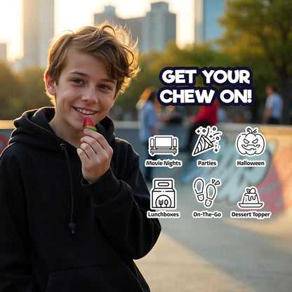 ChewzMe Watermelon Gummies, Gluten-Free Sour Gummy Candy for School Lunch Boxes and After-School Snacks, 6 oz Resealable Bag