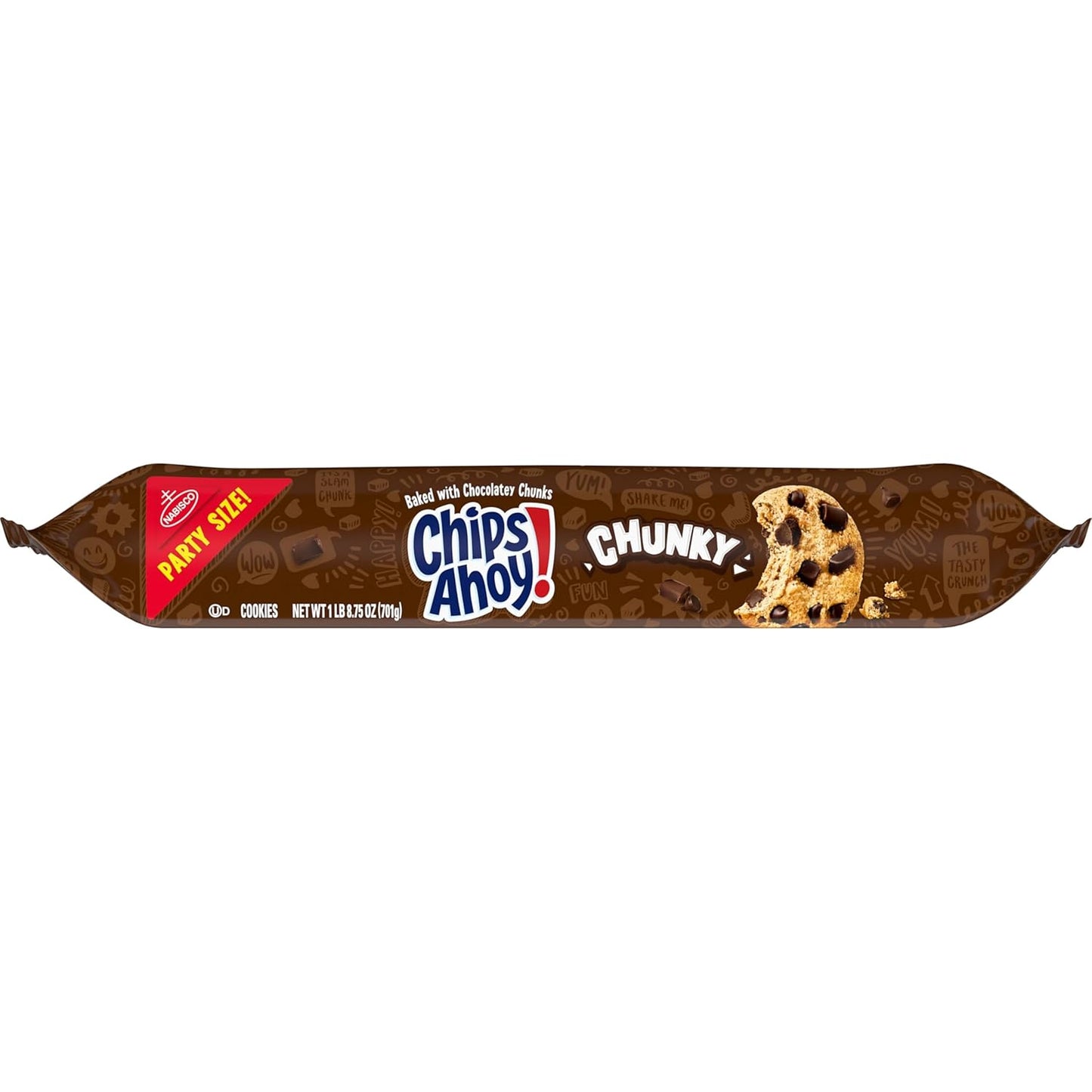 CHIPS AHOY! Chunky Chocolate Chip Cookies Party Size – Lunchbox Snack Pack for School Kids, 24.75 oz Resealable Pouch