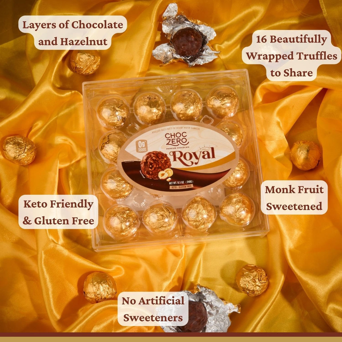 ChocZero Milk Chocolate Hazelnut Truffles – Keto Friendly Christmas Stocking Stuffer for Diabetics, No Sugar Alcohols, 8.5 oz