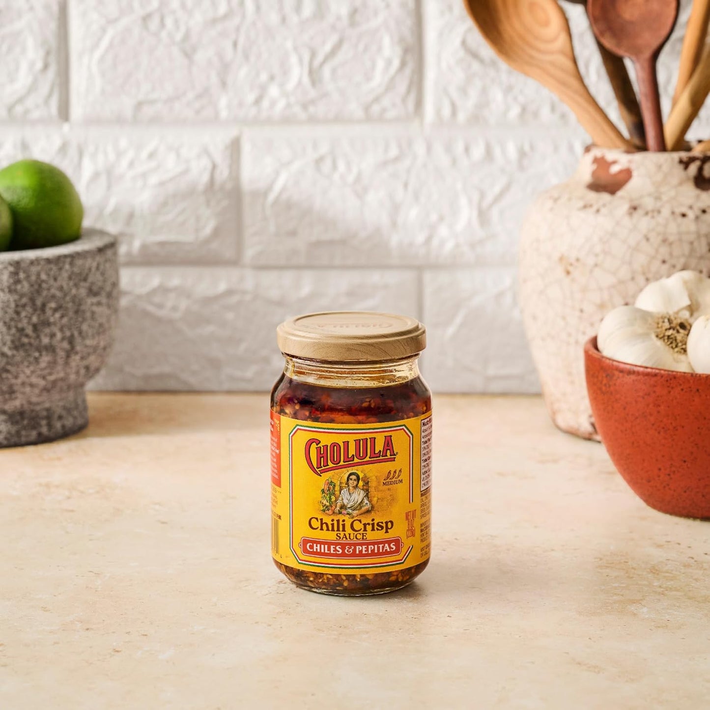 Cholula Chili Crisp Chiles & Pepitas – Backyard Grilling Sauce for Burgers, Hot Dogs and Grilled Veggies, 8 oz