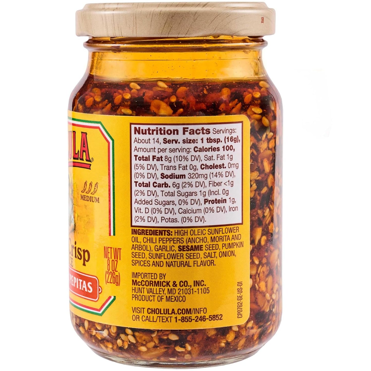 Cholula Chili Crisp Chiles & Pepitas – Backyard Grilling Sauce for Burgers, Hot Dogs and Grilled Veggies, 8 oz