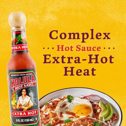 Cholula Extra Hot Sauce – Holiday Stocking Stuffer for Chile-Loving Spouses, Twin Pack 2 x 5 fl oz