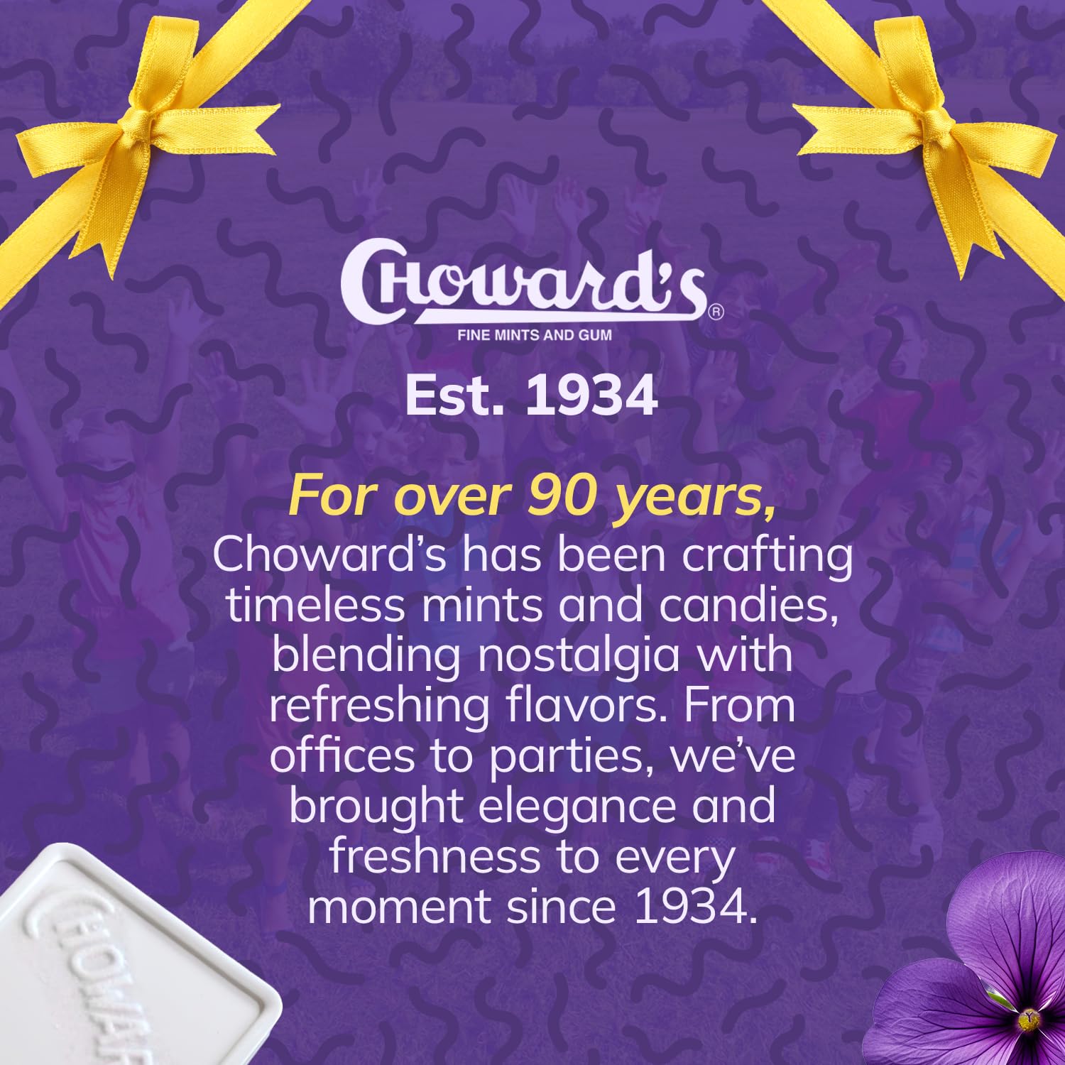 Choward's Violet Mints 6-Pack – Individually Wrapped Lunchbox Candy for Kids' School Snacks and Treat Sharing