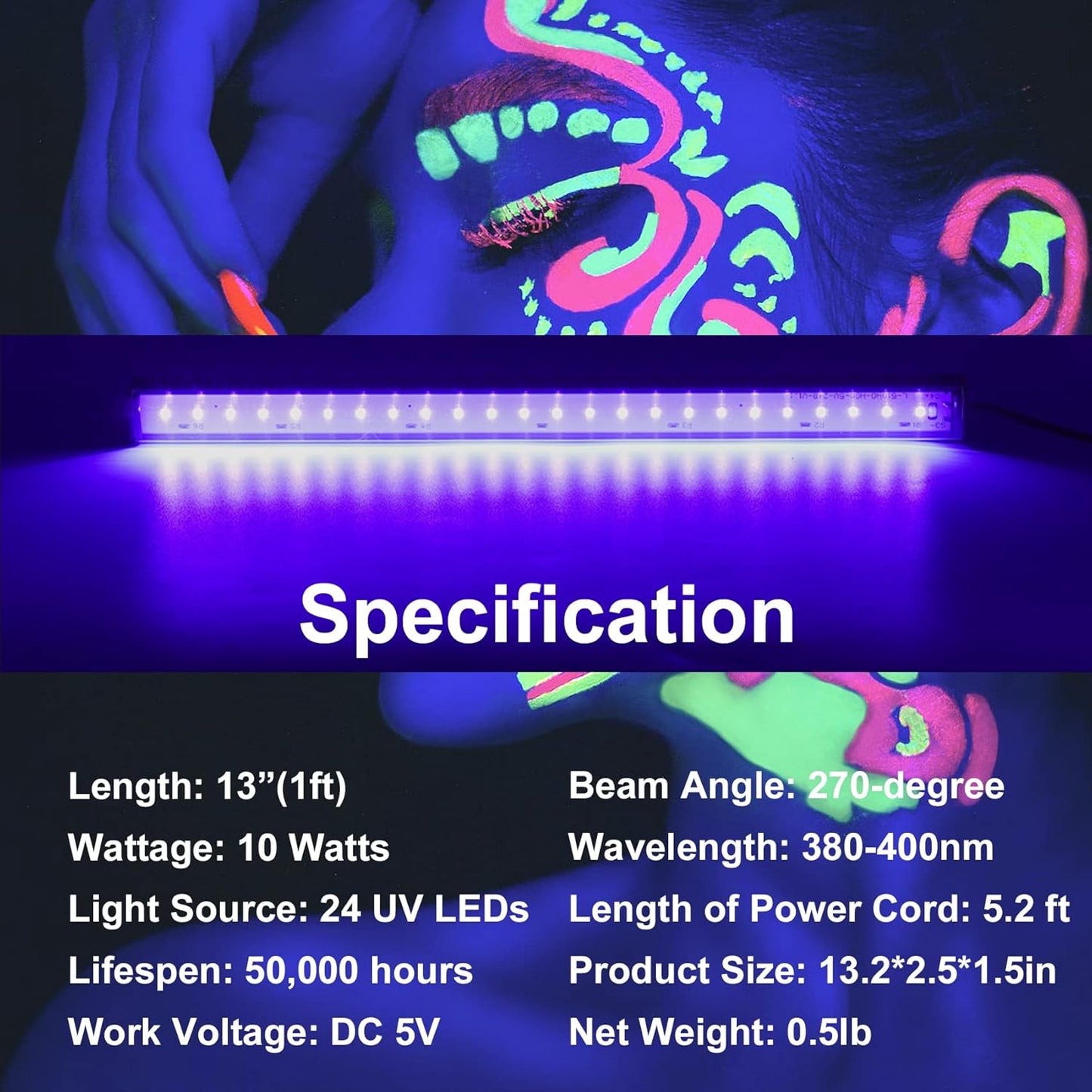 CICINY UV Black Light Bar – Cool Birthday Gift for Her, USB-Powered Glow Decor for Bedroom & Party