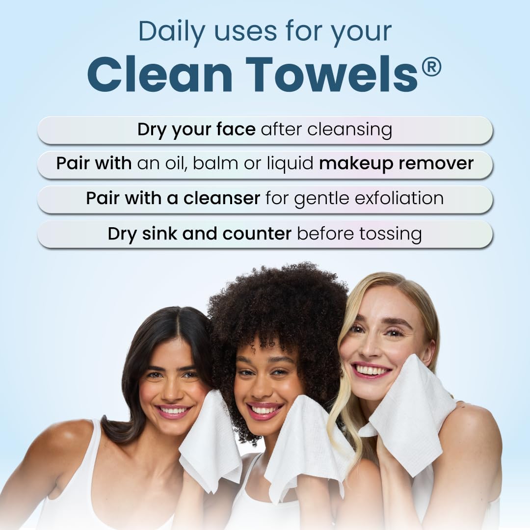 Clean Skin Club Clean Towels XL Variety 4-Pack – Mindful Cleansing Towels for Bedtime Skincare Rituals