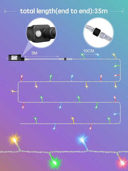 Clear Wire 100FT Fairy Lights for Bedroom Wall and Christmas Tree Decor, 8 Modes Indoor Twinkle String