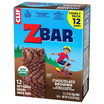 CLIF Kid Zbar Chocolate Brownie Snack Bars – Soft-Baked Lunchbox Treat for School-Age Kids, 12 Pack