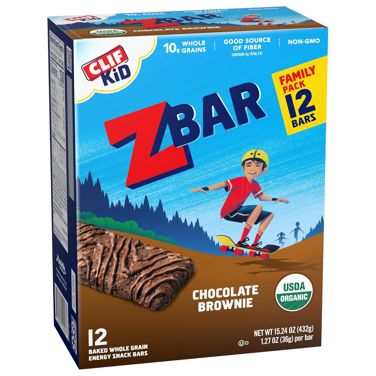 CLIF Kid Zbar Chocolate Brownie Snack Bars – Soft-Baked Lunchbox Treat for School-Age Kids, 12 Pack
